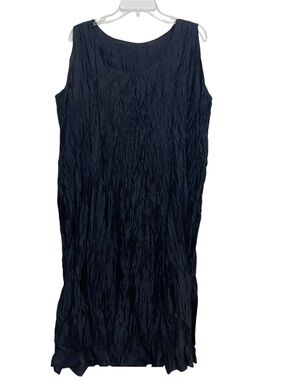 Lee Andersen Dress Womens 1X USA Black Crinkle Crushed Langenlook  Vintage New
